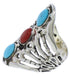 Turquoise Coral Sterling Silver Southwestern Ring Size 4-1/2 UX32892